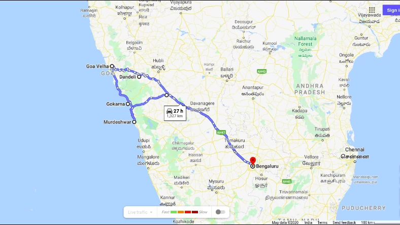 Bangalore to Murdeshwar, Gokarna, Goa and Dandeli Solo Trip Plan