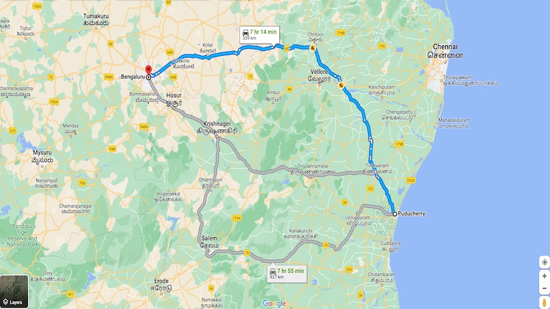 Bangalore to Pondicherry Solo Trip plan