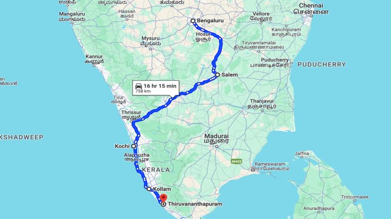 Bangalore to Trivandrum Solo Travel Plan