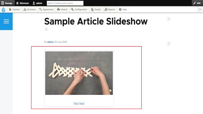 Imagefield Slideshow module to render Slideshow on Drupal website