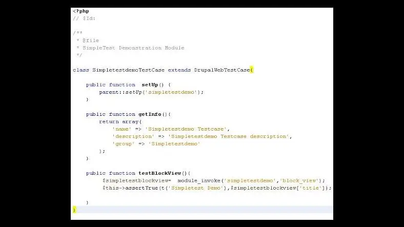 Drupal7 Simple Test case in Custom Module