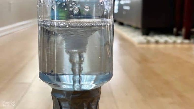 Tornado in bottle, science experiment for children